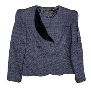 Giorgio Armani Wool & Silk Blazer Textured Blue Velvet Lining Made in Italy 40